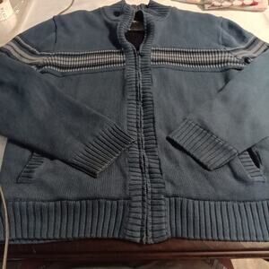 Windriver Mens Full Zip Cardigan Blue XL Heavy Fleece Lined Grandpa Core Comfort